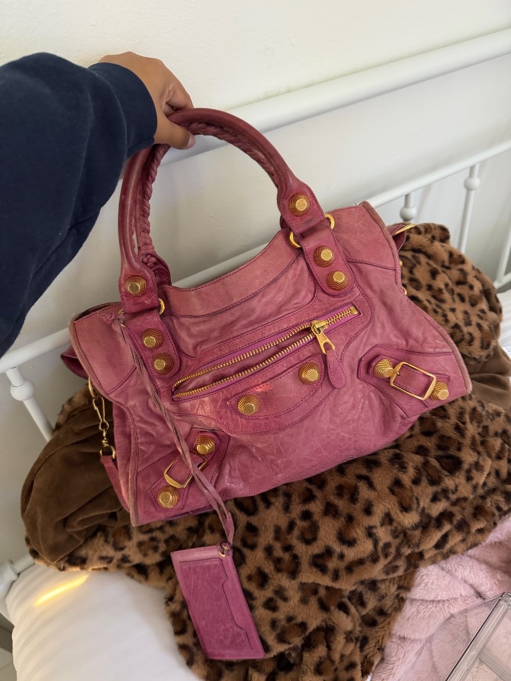 Vintage pink balenciaga city bag